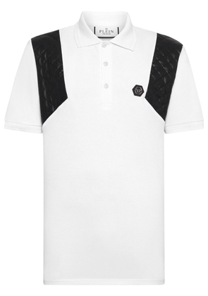 Philipp Plein logo-appliqué panelled polo shirt - White