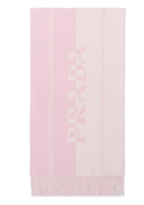 Prada logo-jacquard fringed scarf - Pink