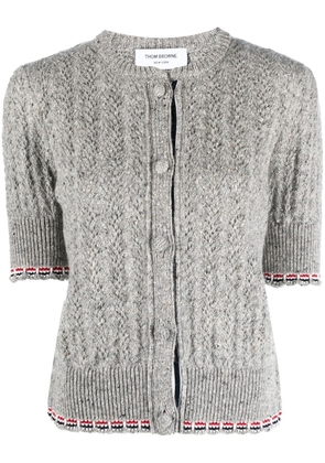 Thom Browne cable-knit pointelle stitch cardigan - Grey