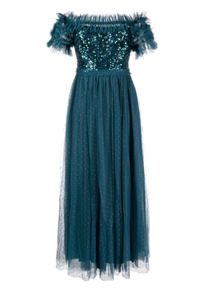 Needle & Thread Sequin Wreath Bodice Ankle gown - Green