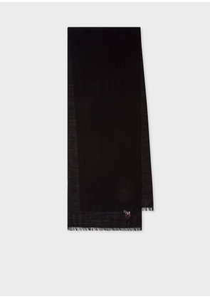 PS Paul Smith Black 'Zebra' Embroidered Wool Scarf