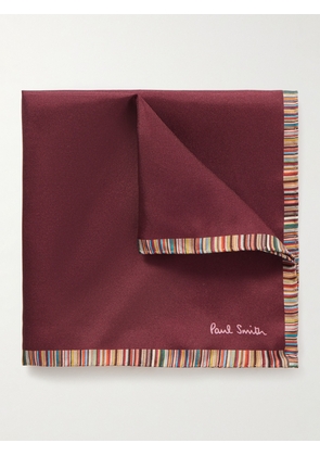 Paul Smith - Striped Silk-Twill Pocket Square - Men - Burgundy