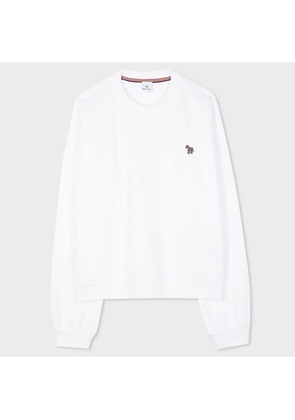 PS Paul Smith Women's White Zebra Logo Cotton Sweatshirt
