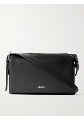A.P.C. - Logo-Print Recycled-Faux Leather Messenger Bag - Men - Black