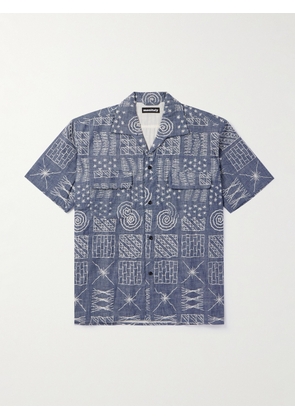 Monitaly - 50's Milano Embroidered Cotton-Chambray Shirt - Men - Blue - S