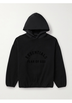 FEAR OF GOD ESSENTIALS - Shell-Trimmed Logo-Appliquéd Cotton-Blend Jersey Hoodie - Men - Black - XXS