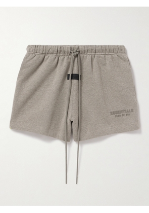 FEAR OF GOD ESSENTIALS - Wide-Leg Logo-Appliquéd Cotton-Blend Jersey Drawstring Shorts - Men - Gray - XXS
