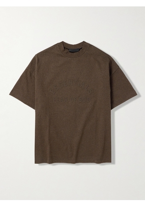 FEAR OF GOD ESSENTIALS - Oversized Logo-Appliquéd Cotton-Jersey T-Shirt - Men - Brown - XXS