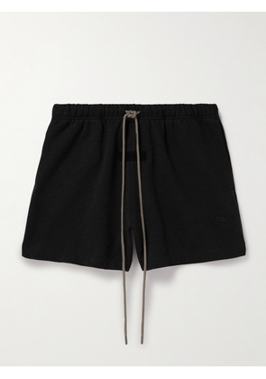 FEAR OF GOD ESSENTIALS - Wide-Leg Logo-Appliquéd Cotton-Blend Jersey Drawstring Shorts - Men - Black - XXS