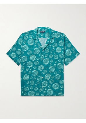 Frescobol Carioca - Roberto Camp-Collar Printed Linen Shirt - Men - Blue - S