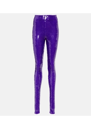 LaQuan Smith Sequined high-rise leggings