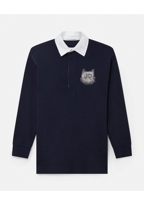 Stella McCartney - Cat-Embroidered Sweatshirt Dress, Woman, Deep navy, Size: XS