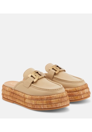 Tod's Kate leather platform slippers
