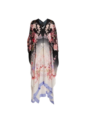 Meng Silk-Satin Floral Kaftan Dress