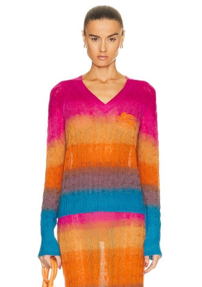 Etro Long Sleeve Sweater in Multi - Orange. Size 40 (also in 44).