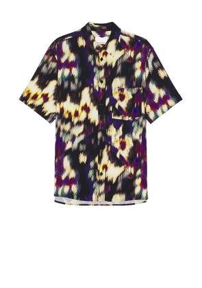 Isabel Marant Vabilio Watercolor Shirt in Ochre & Black - Purple. Size M (also in S).