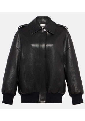 Alexander McQueen Oversized leather bomber jacket