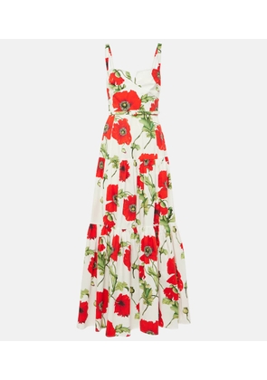 Oscar de la Renta Floral tiered cotton-blend poplin maxi dress