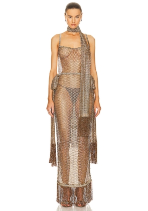 BODE Lace Dress in Gold - Metallic Gold. Size 4 (also in ).