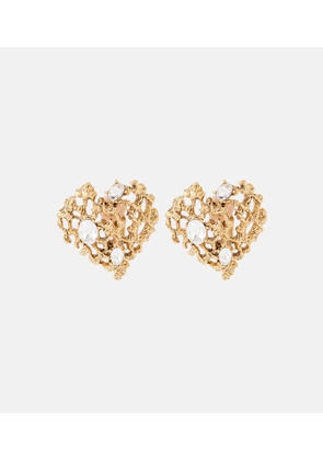 Oscar de la Renta Coral Heart embellished clip-on earrings