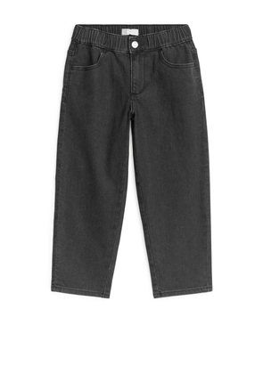 Pull-On Denim Trousers - Grey