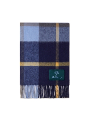 Mulberry Small Check Lambswool Scarf - Cornflower Blue