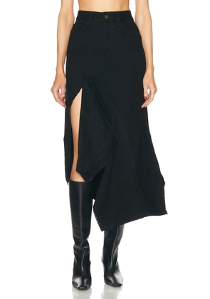 Monse Deconstructed Long Denim Skirt in Black - Black. Size 6 (also in ).