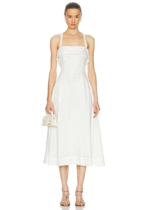 NICHOLAS Carmelia Banded Corset Midi Dress in Milk - Cream. Size 4 (also in 0, 2, 6, 8).