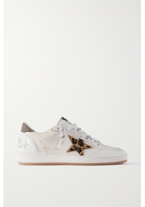 Golden Goose - Ball Star Distressed Calf Hair And Canvas-trimmed Leather Sneakers - White - IT35,IT36,IT37,IT38,IT39,IT40,IT41,IT42