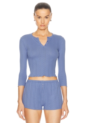 Cou Cou Intimates The Baby Henley Top in French Blue - Blue. Size L (also in M, S, XL, XS).