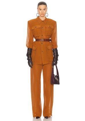 Saint Laurent Long Sleeve Jumpsuit in Ocre Vintage - Orange. Size 36 (also in ).