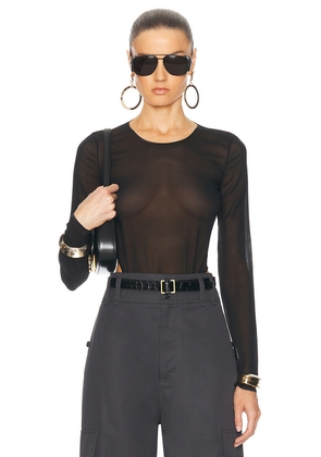 Saint Laurent Long Sleeve Bodysuit in Noir - Black. Size L (also in M, S, XS).