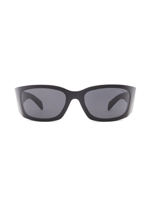 Prada Wrap Sunglasses in Black - Black. Size all.