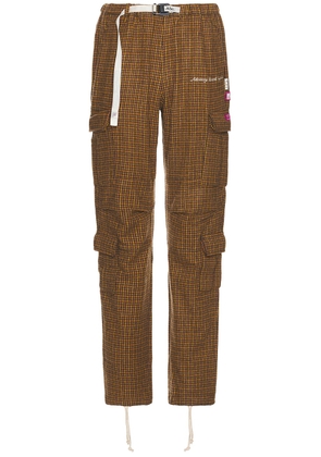 Advisory Board Crystals Cargo Pants in Orange Gun Plaid - Brown. Size L (also in M, S, XL/1X).