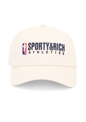 Sporty & Rich Team Logo Embroidered Hat in Cream - Cream. Size all.