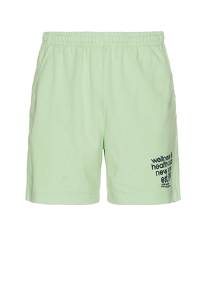 Sporty & Rich Usa Health Club Gym Shorts in Thyme - Mint. Size L (also in M, S, XL/1X).