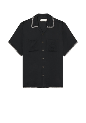 Honor The Gift Blanket Stitch Woven Shirt in Black - Black. Size L (also in M, XL).