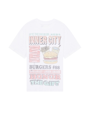 Honor The Gift Burgers Short Sleeve Tee in Whtie - White. Size L (also in M, S, XL).