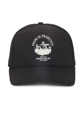 Honor The Gift Tradition Trucker Cap in Black - Black. Size all.