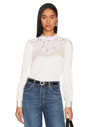 Generation Love Libby Lace Combo Blouse in White. Size S.