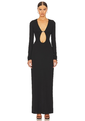 Helsa Matte Jersey Cut Out Dress in Black. Size M, XL.