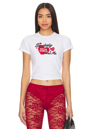 GUIZIO New York Loves Me Tee in White. Size XS.