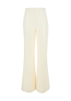 Twinset White Flared Pants In Linen Blend Woman