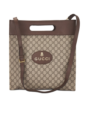 FWRD Renew Gucci GG Supreme 2 Way Tote Bag in Brown.
