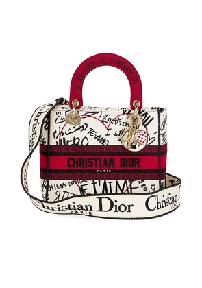 FWRD Renew Dior Lady Canvas Handbag in White.