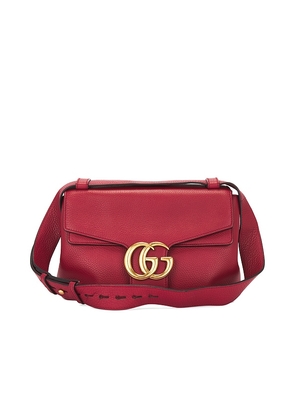 FWRD Renew Gucci GG Marmont Leather Shoulder Bag in Red.
