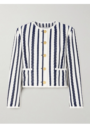 Thom Browne - Cropped Broderie Anglaise And Cotton-twill Jacket - Multi - IT42