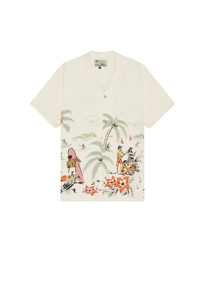 Bather Trippin' Beach Camp Shirt in Cream. Size M, S, XL/1X.