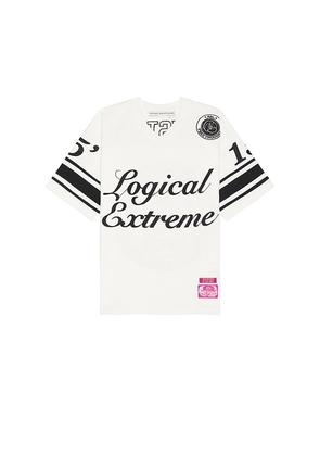 Advisory Board Crystals Logical Extreme Rugby Shirt in White. Size S, XL/1X.