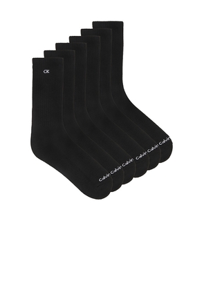 Calvin Klein 6 Pack Basic Cushion Crew Socks in Black.